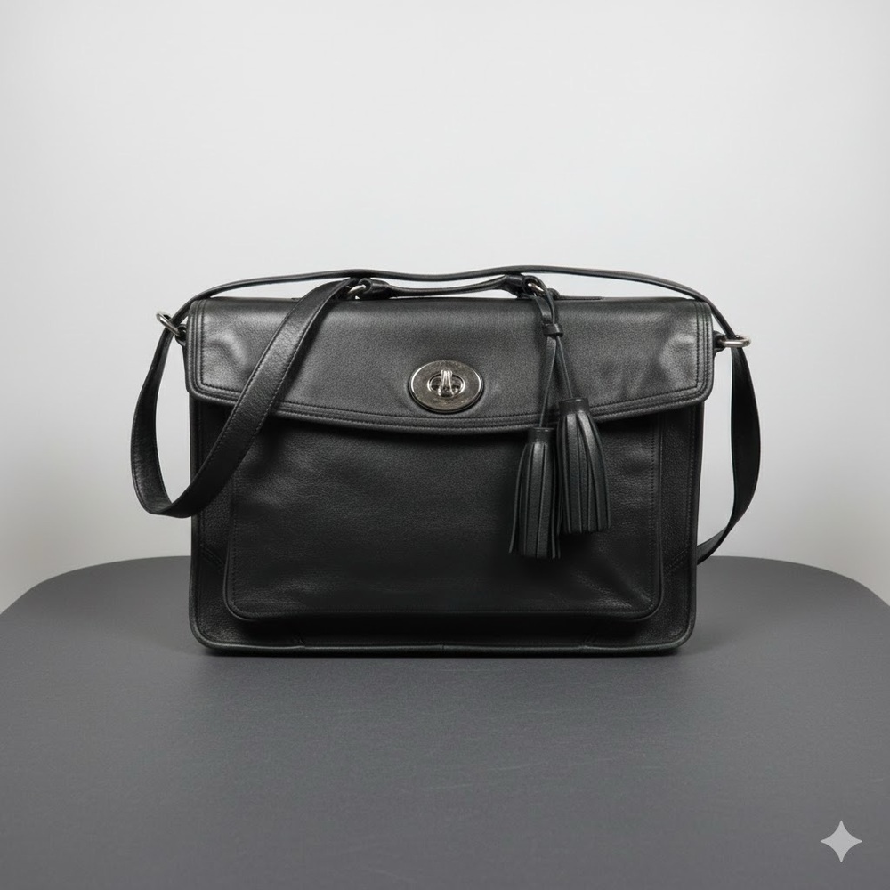 Rare Coach Archive 23703 Black Buttery Leather Slim Briefcase - Picture 5 of 11